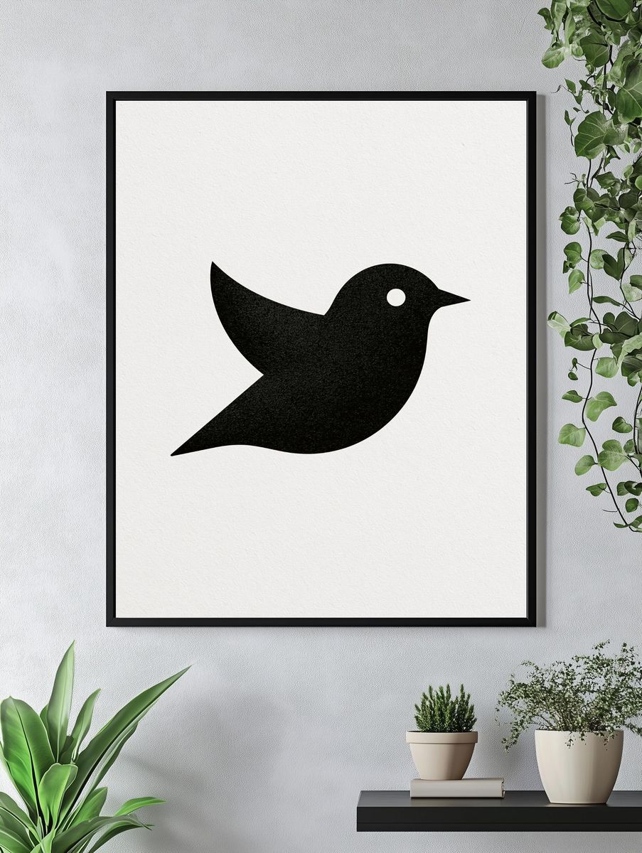 Minimal Bird Silhouette Print. — room view 4