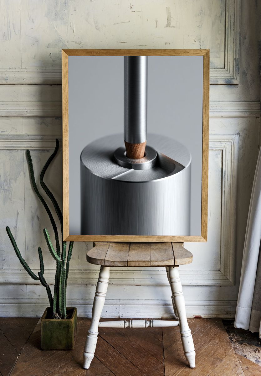 Minimalist Metal Sculpture Print. room preview