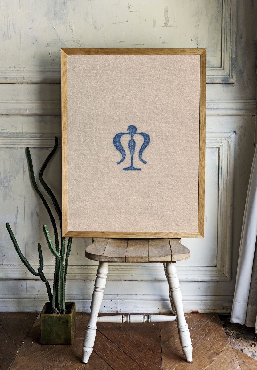 Blue Crown Emblem Minimalist Print. room preview