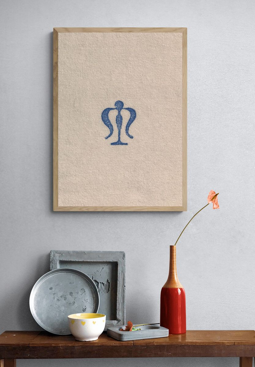Blue Crown Emblem Minimalist Print. — room view 3