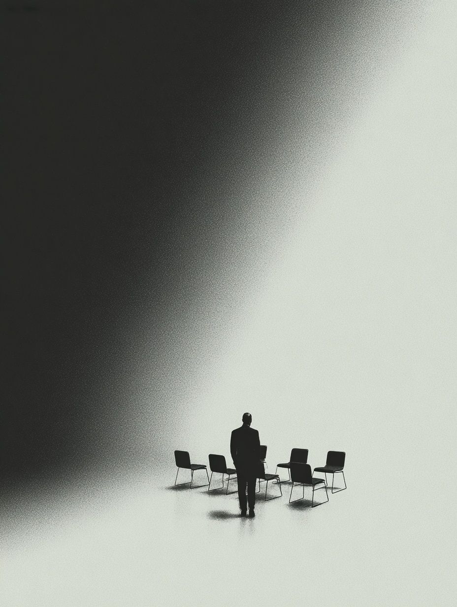 Silhouette in Meeting Room — Minimalist Print. poster detail