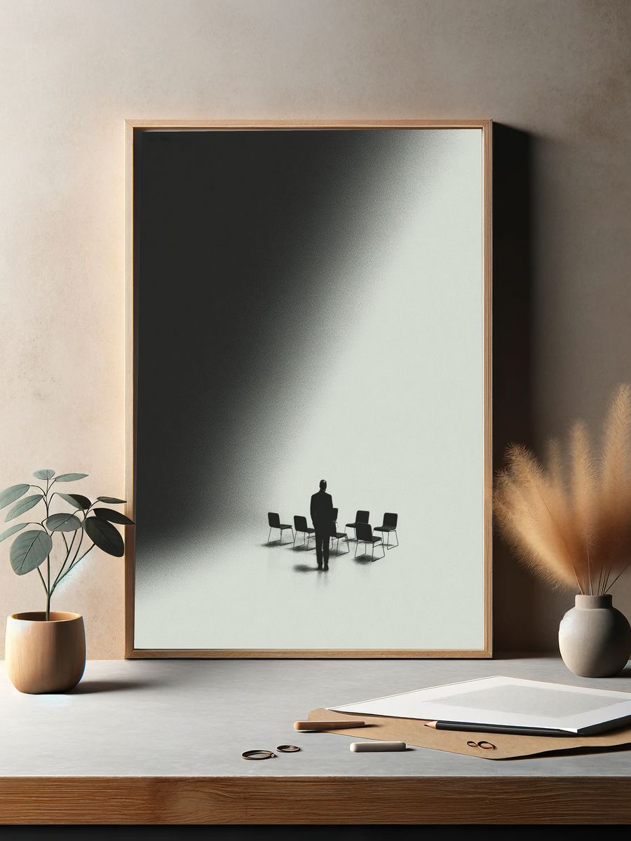 Silhouette in Meeting Room — Minimalist Print. — room view 2