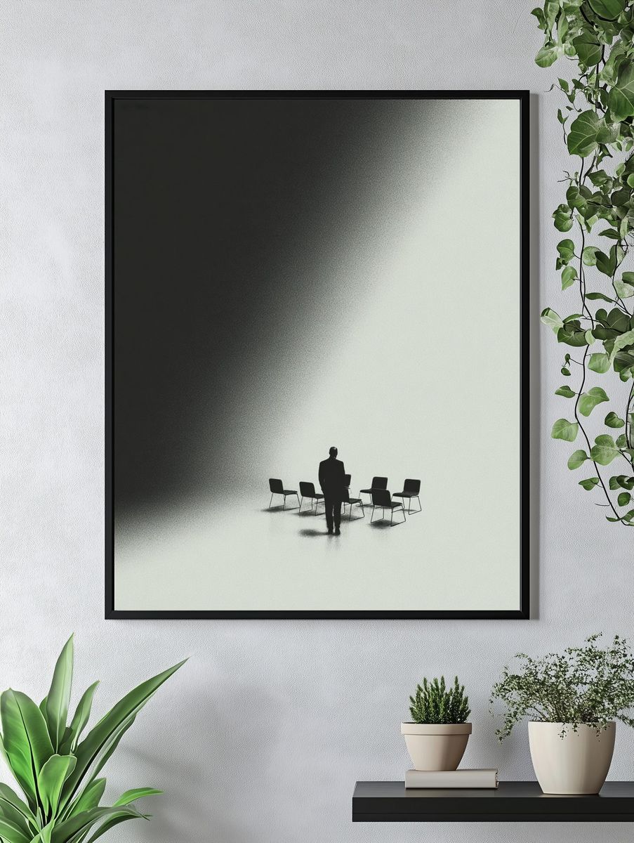 Silhouette in Meeting Room — Minimalist Print. — room view 4