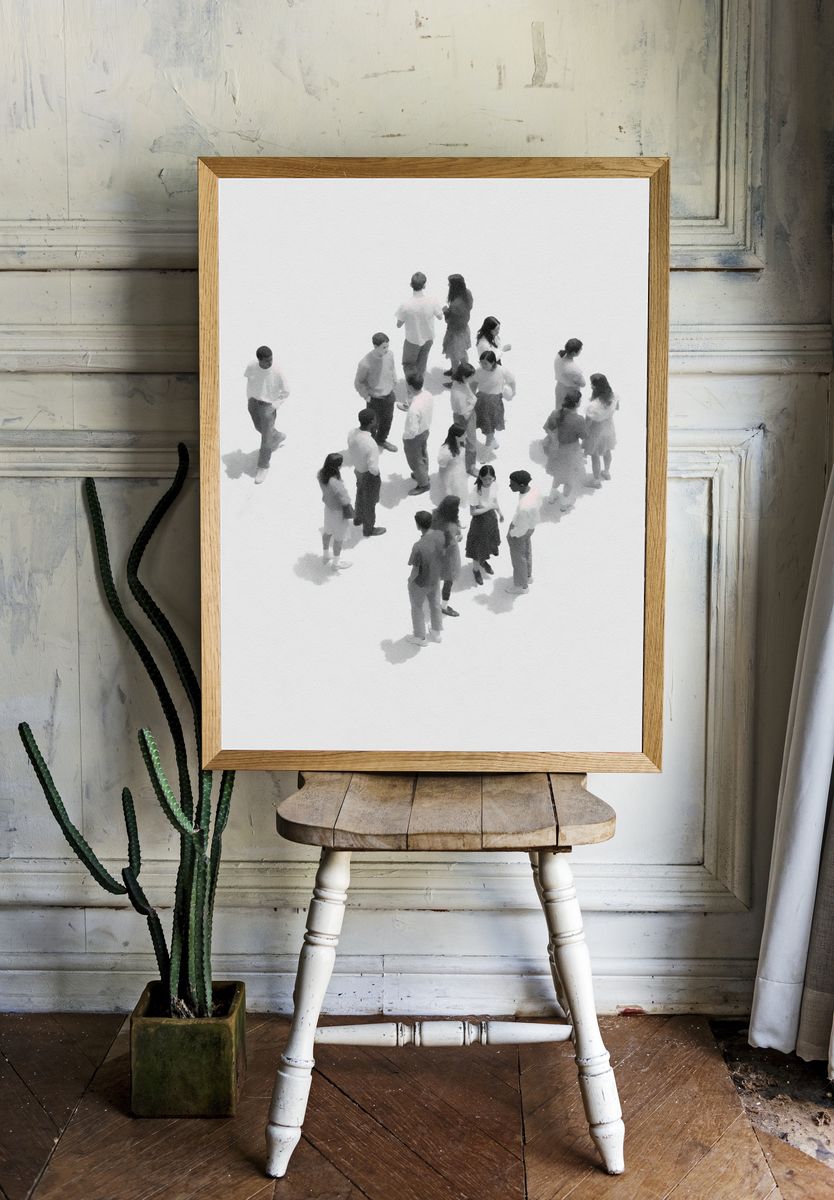 Crowd Study Minimalist Print. room preview