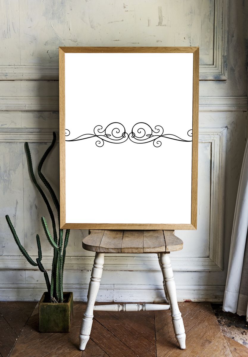 Ornamental Scrollwork Minimalist Print. room preview
