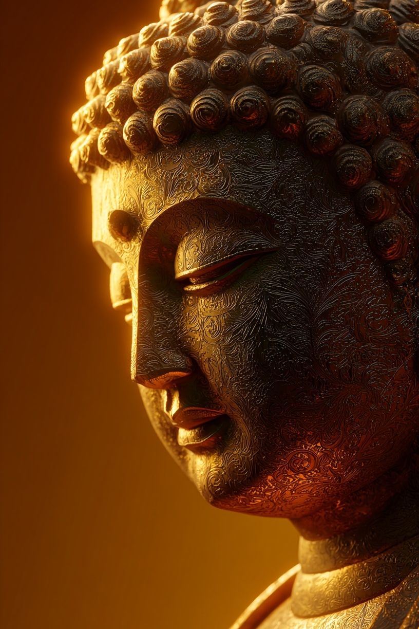 Golden Buddha Portrait Print. poster — mindfulness art