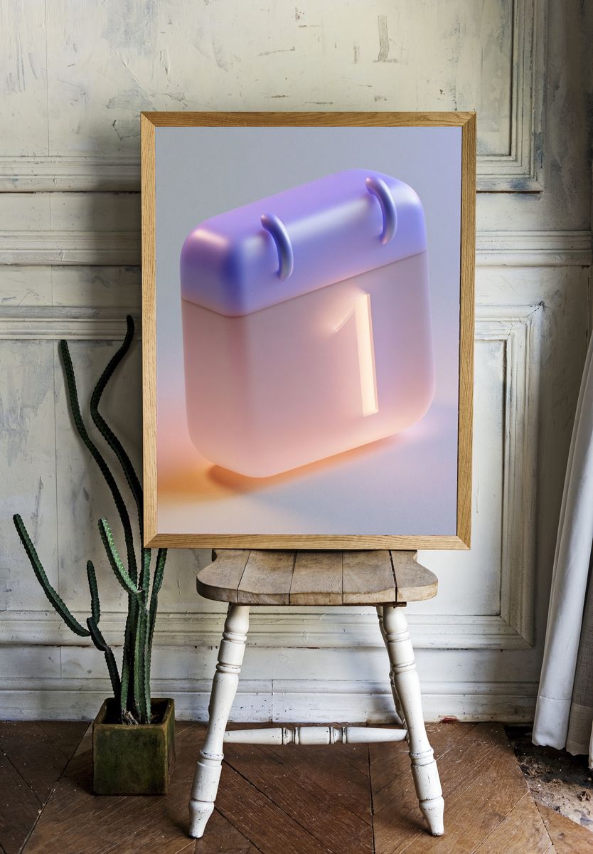 Pastel Calendar Icon Minimalist Print. room preview