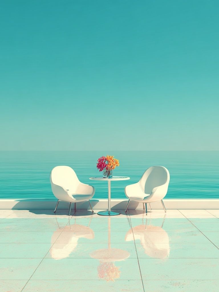Seaside Terrace Minimalist Poster. poster detail