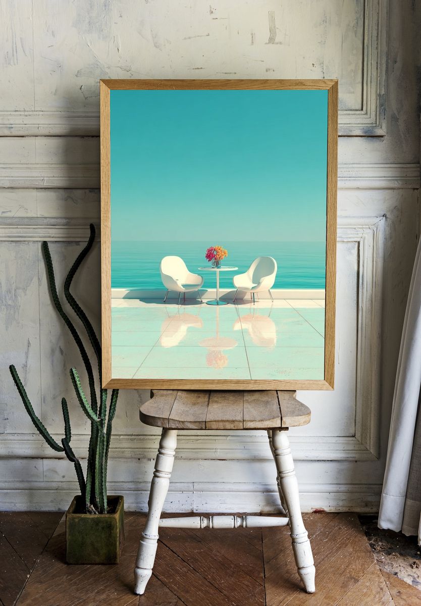Seaside Terrace Minimalist Poster room preview