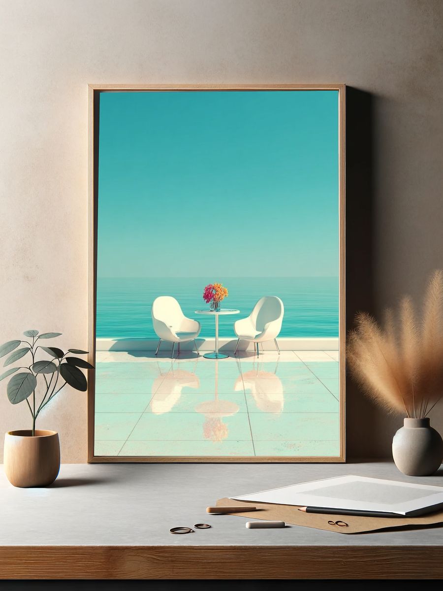 Seaside Terrace Minimalist Poster. — room view 2