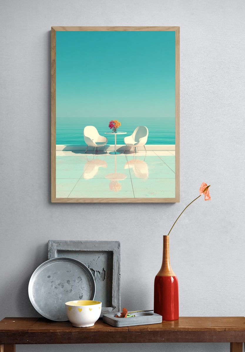 Seaside Terrace Minimalist Poster. — room view 3