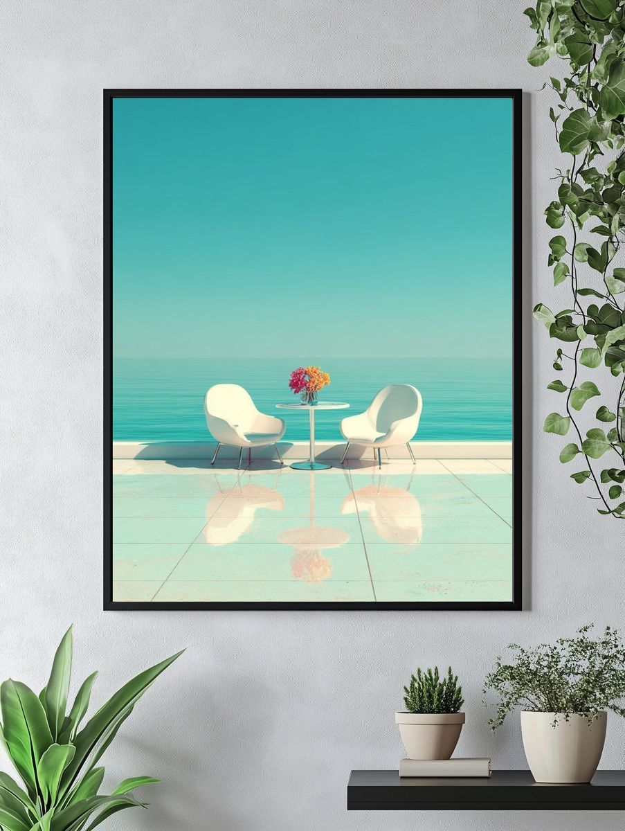 Seaside Terrace Minimalist Poster. — room view 4