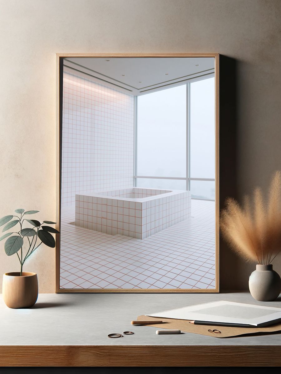 Minimalist Tiled Bath Interior Poster. — room view 2