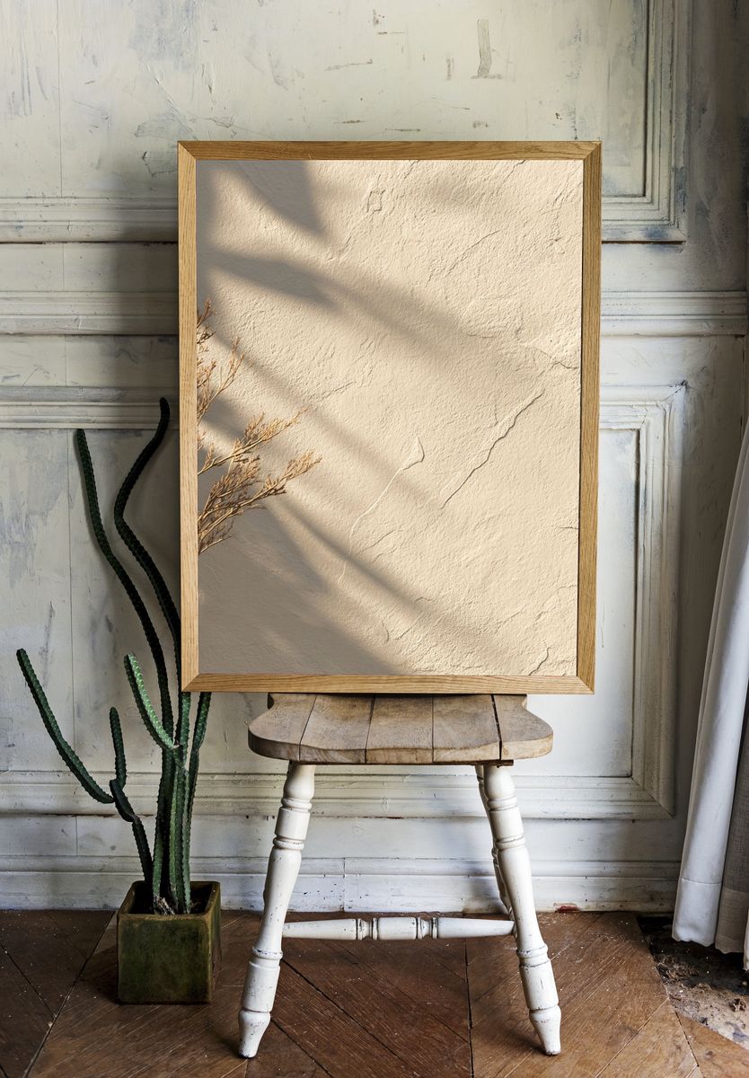 Sunlit Neutral Wall Texture Print room preview