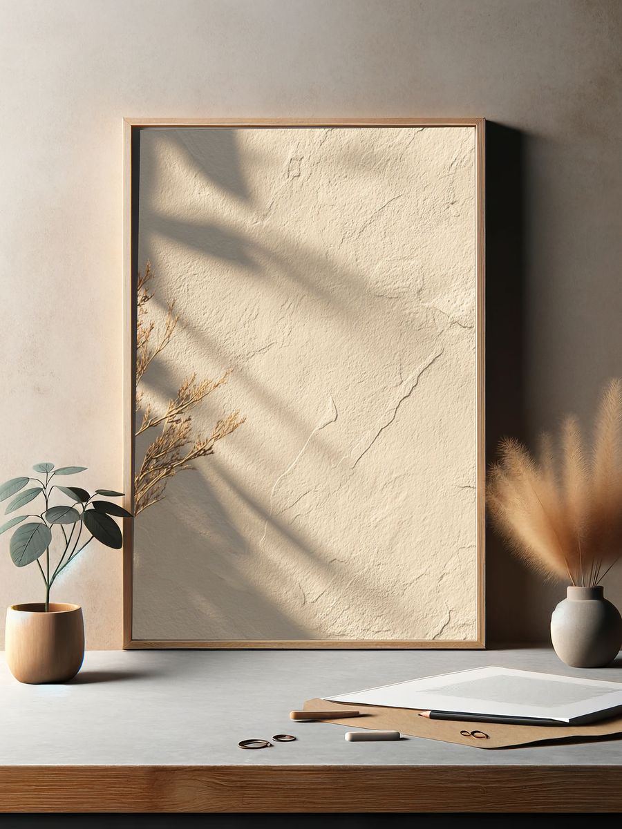 Sunlit Neutral Wall Texture Print. — room view 2