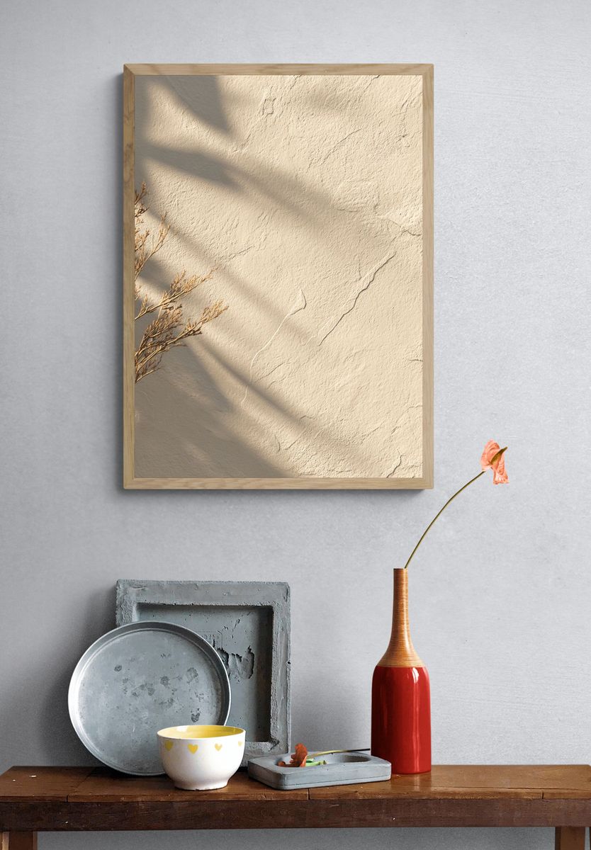 Sunlit Neutral Wall Texture Print. — room view 3