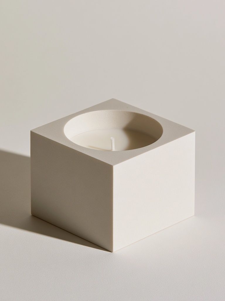 Minimal White Candle Still Life Poster. poster detail
