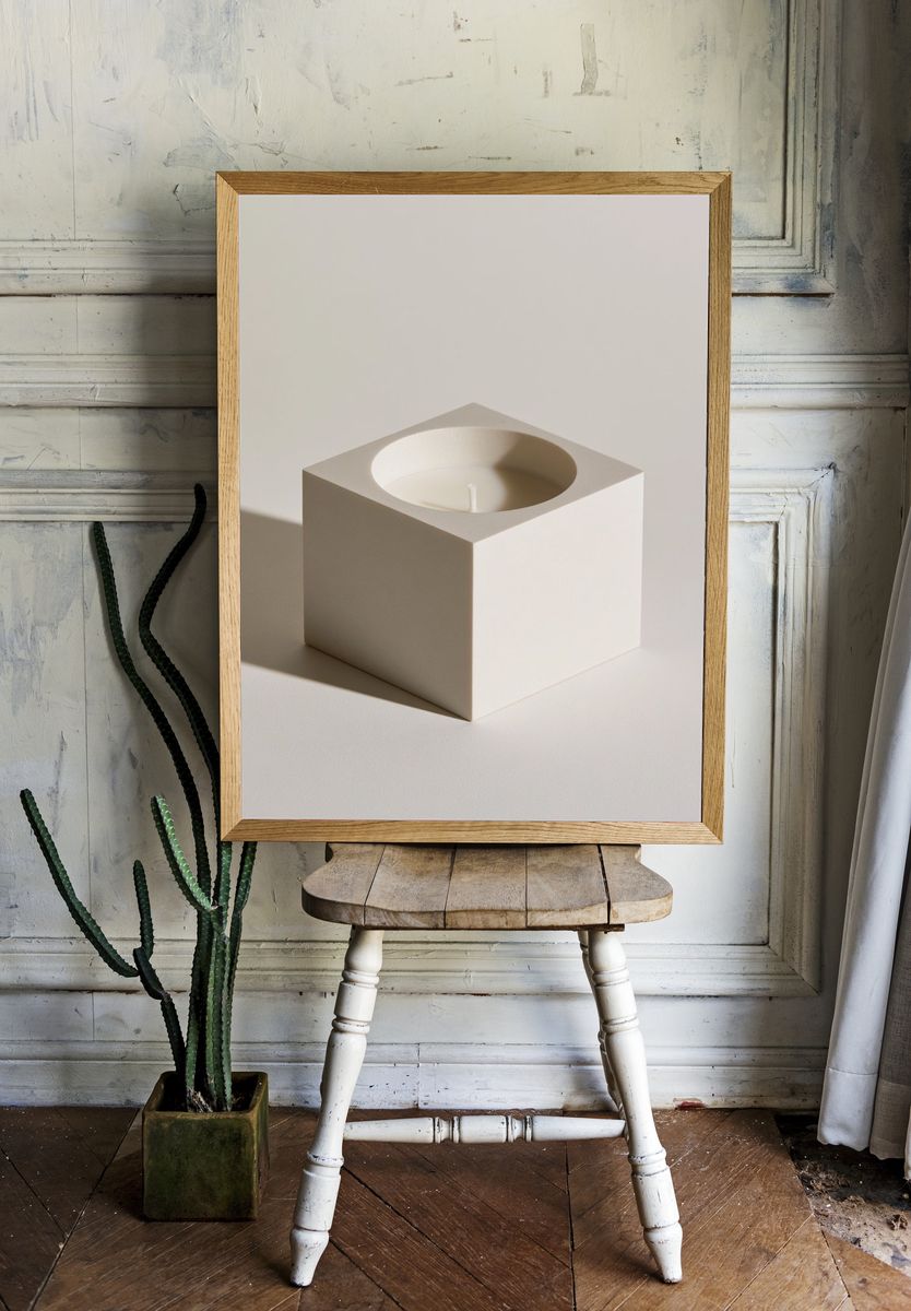 Minimal White Candle Still Life Poster. room preview