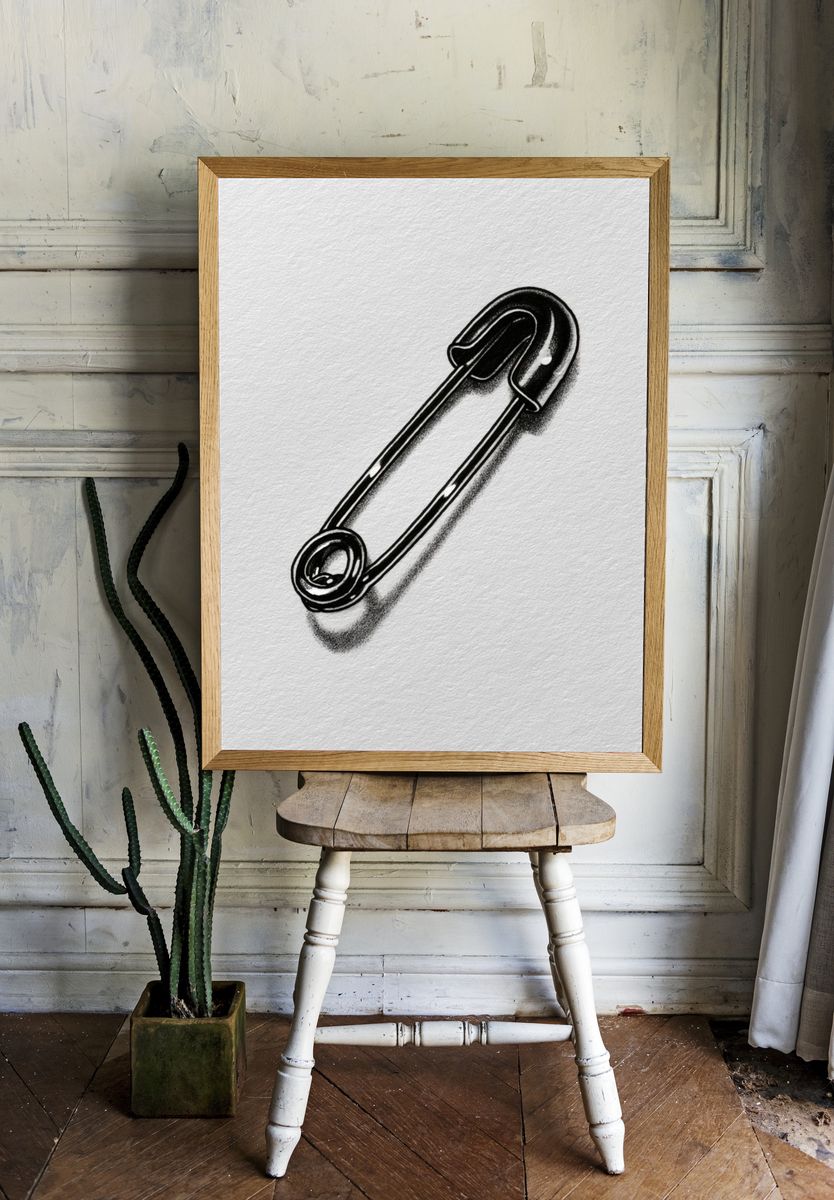 Safety Pin Minimalist Print. — room view 1