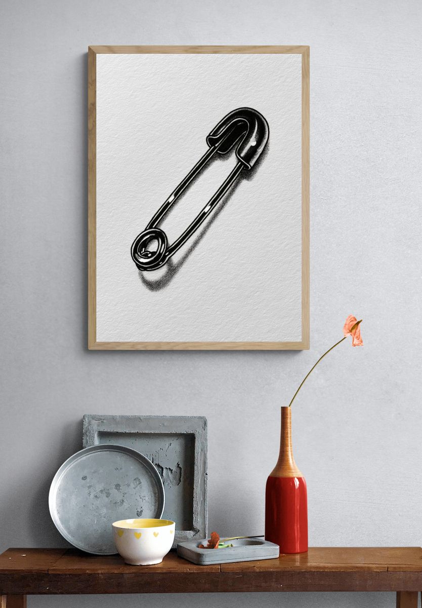 Safety Pin Minimalist Print. — room view 3