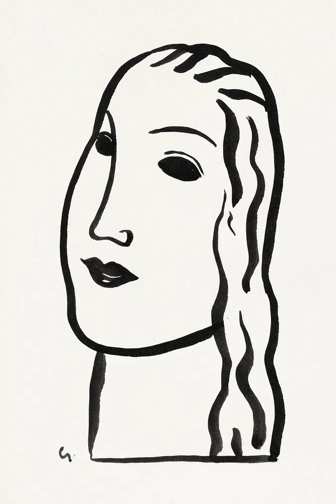 Woman's head (1891–1941) drawing high. poster — minimalist art