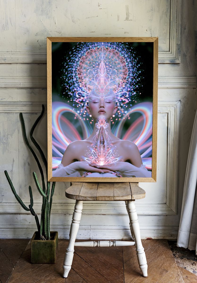 Cosmic Meditation Portrait Print. room preview