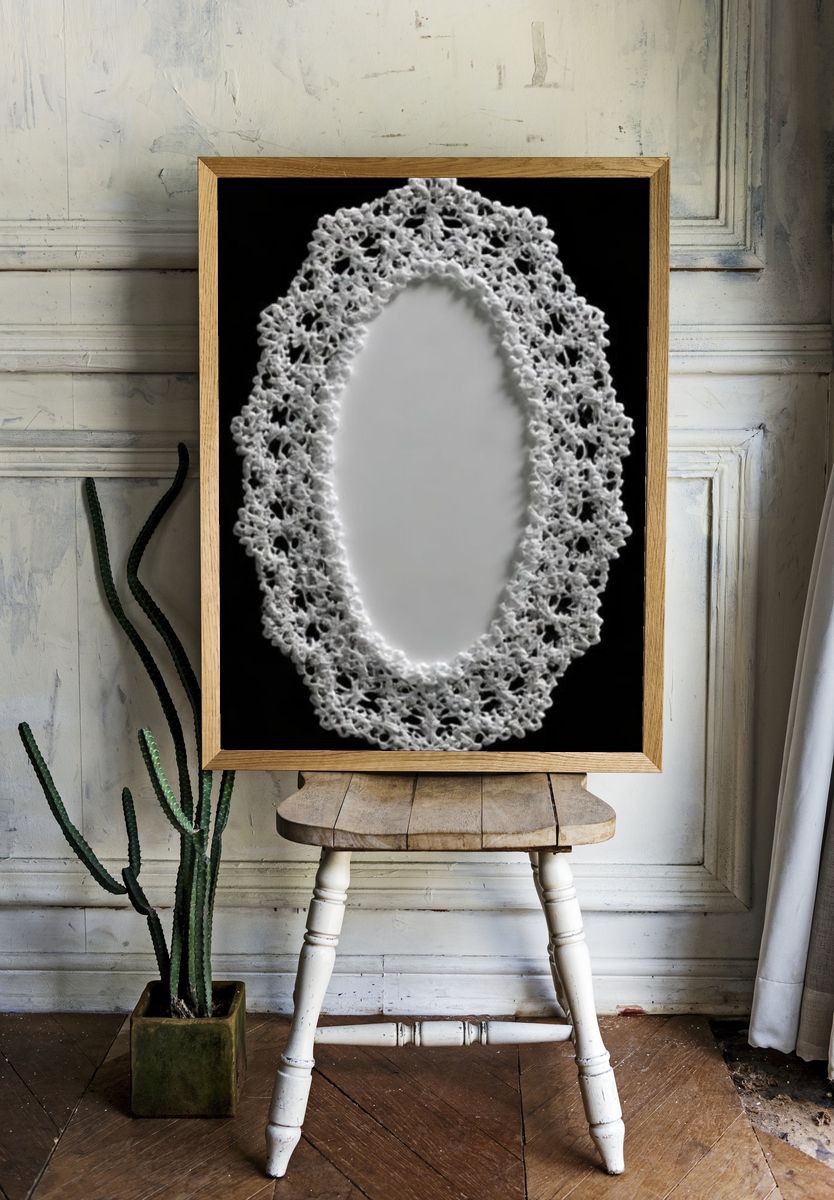 Lace Oval Mirror Minimalist Print. — room view 1