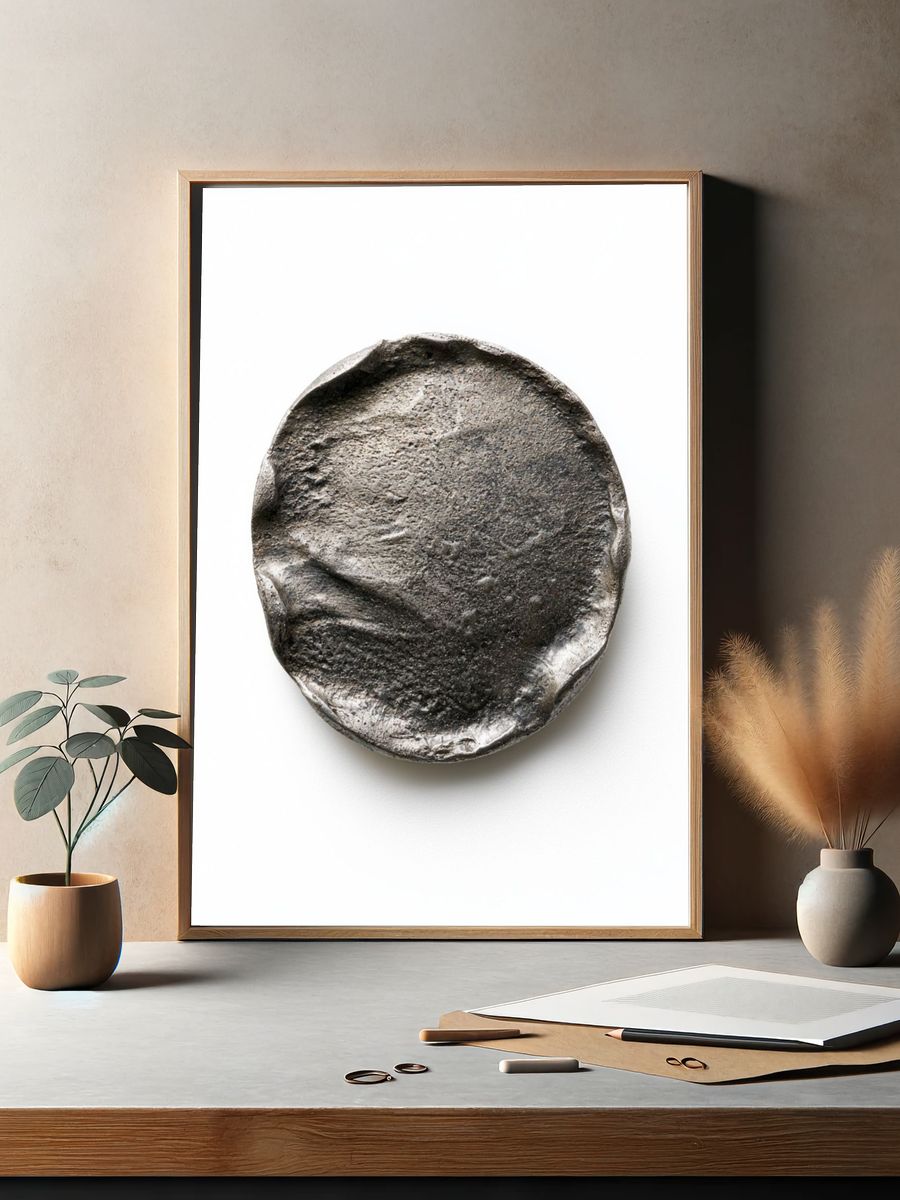 Textured Stone Disc Minimalist Print. — room view 2