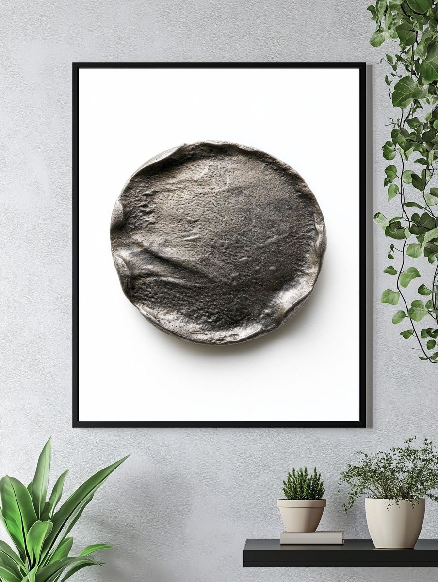 Textured Stone Disc Minimalist Print. — room view 4