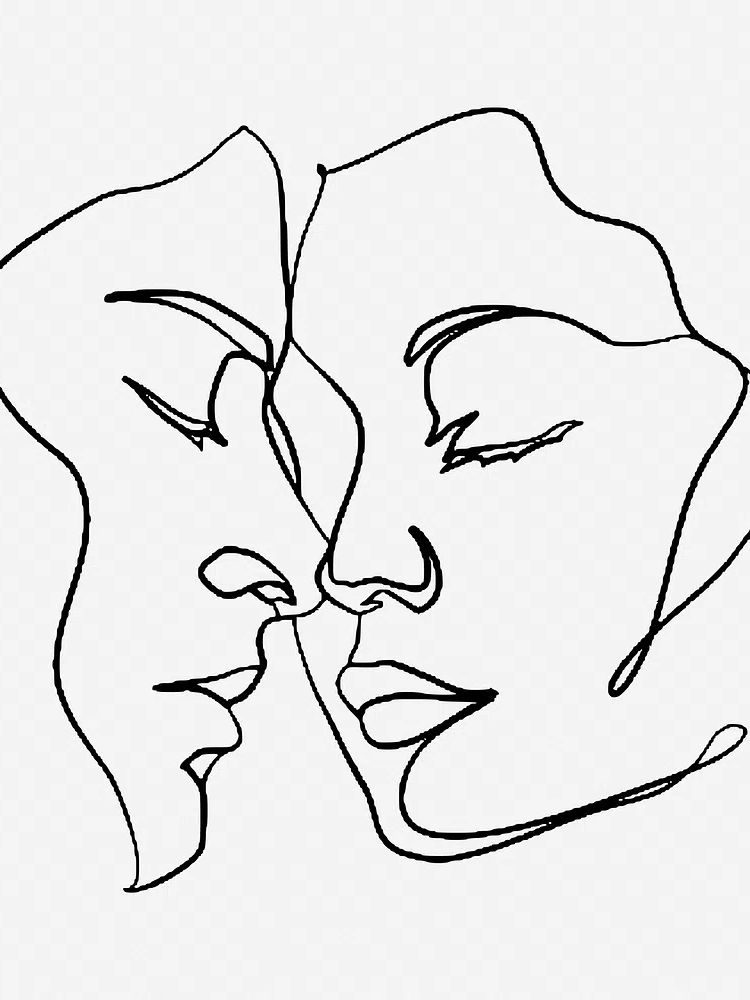 Monoline couple, hand drawn illustration. poster detail