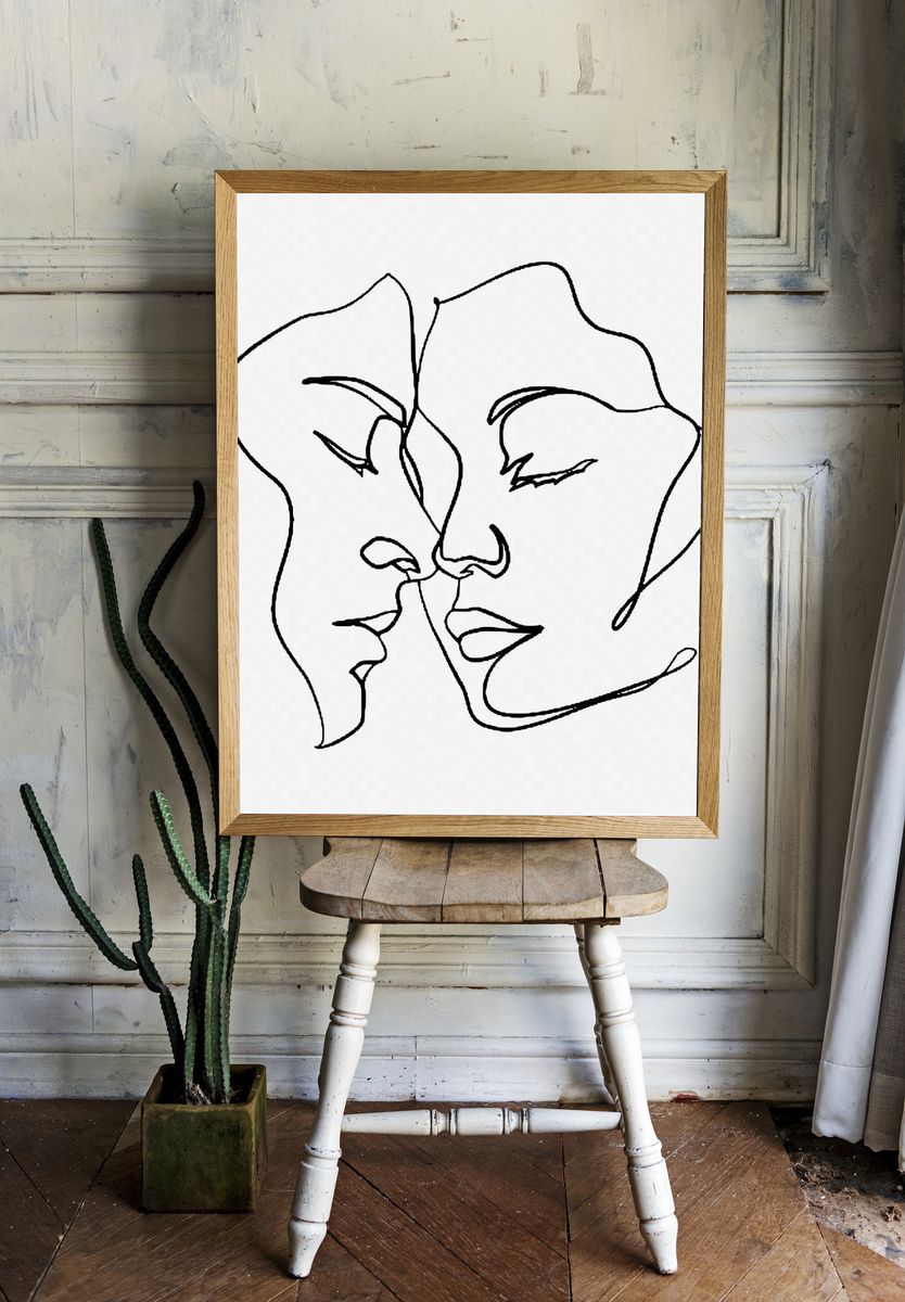 Monoline couple, hand drawn illustration. room preview