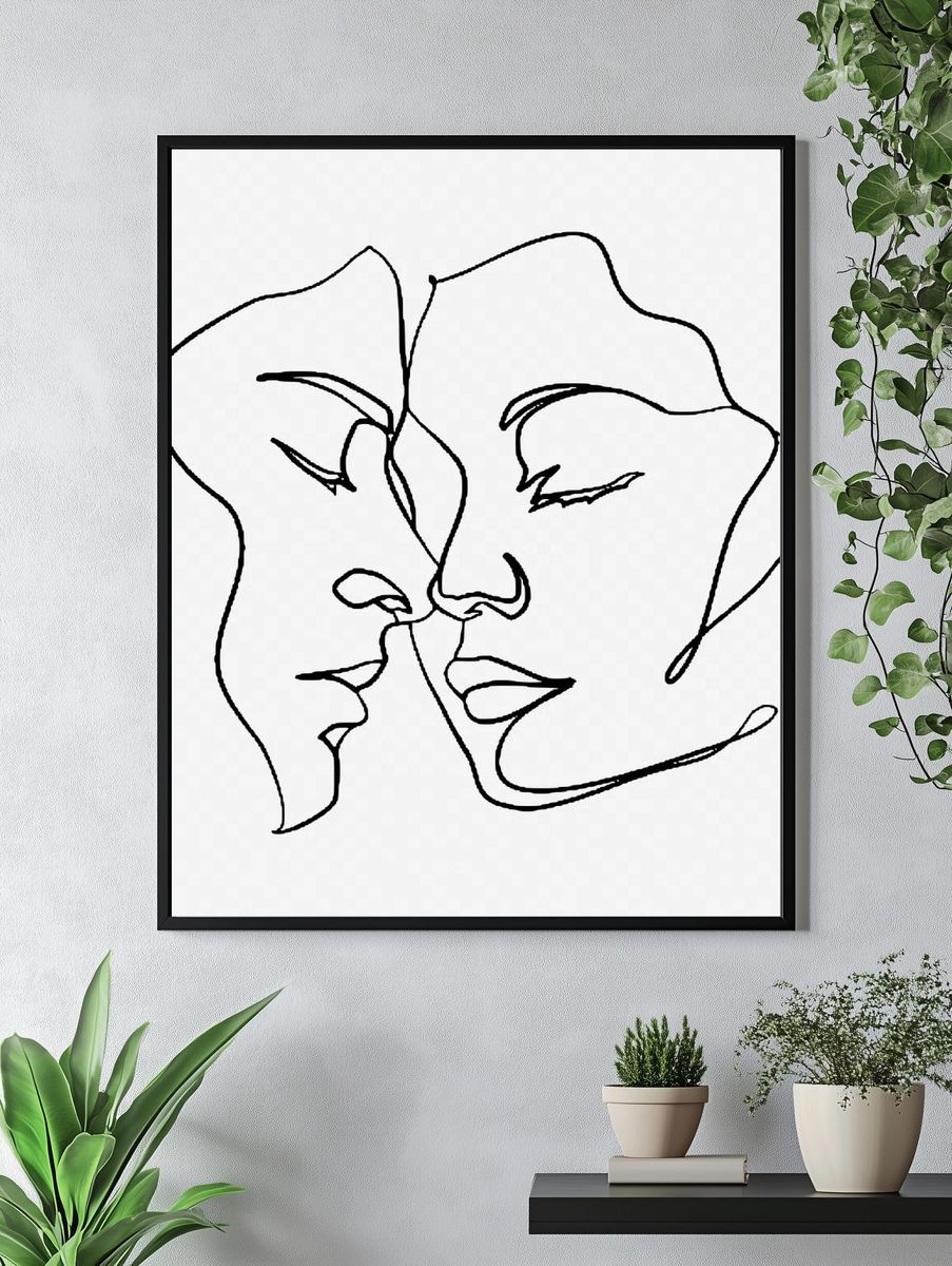 Monoline couple, hand drawn illustration. — room view 4