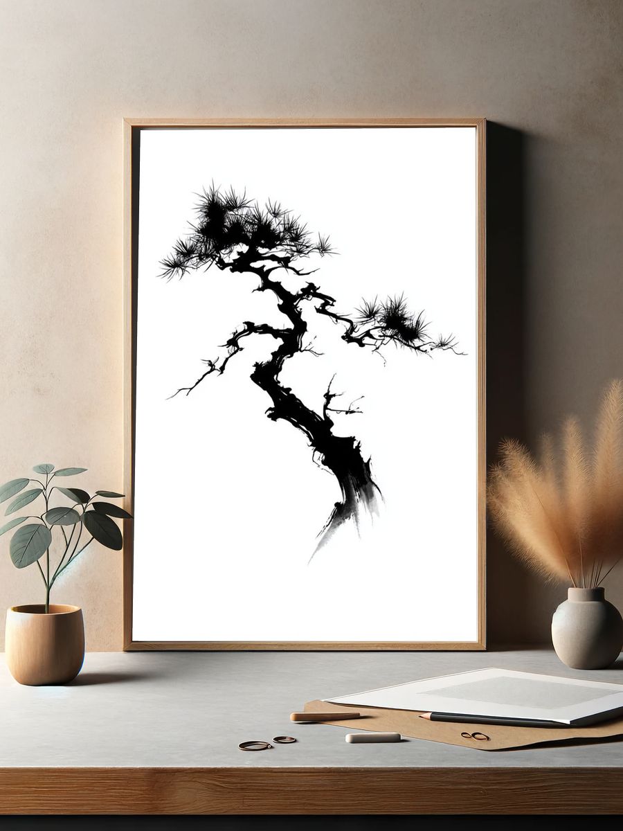 Bonsai Ink Minimalist Print. — room view 2