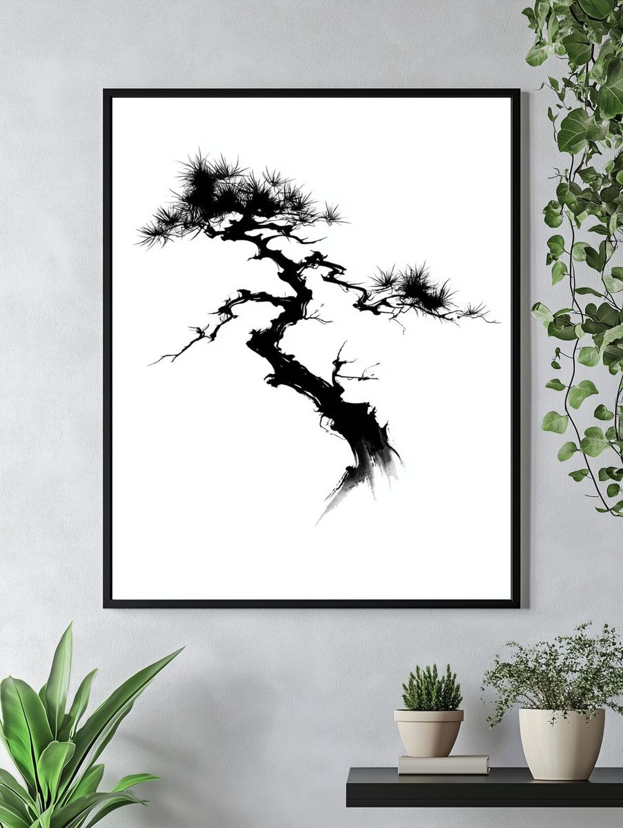 Bonsai Ink Minimalist Print. — room view 4