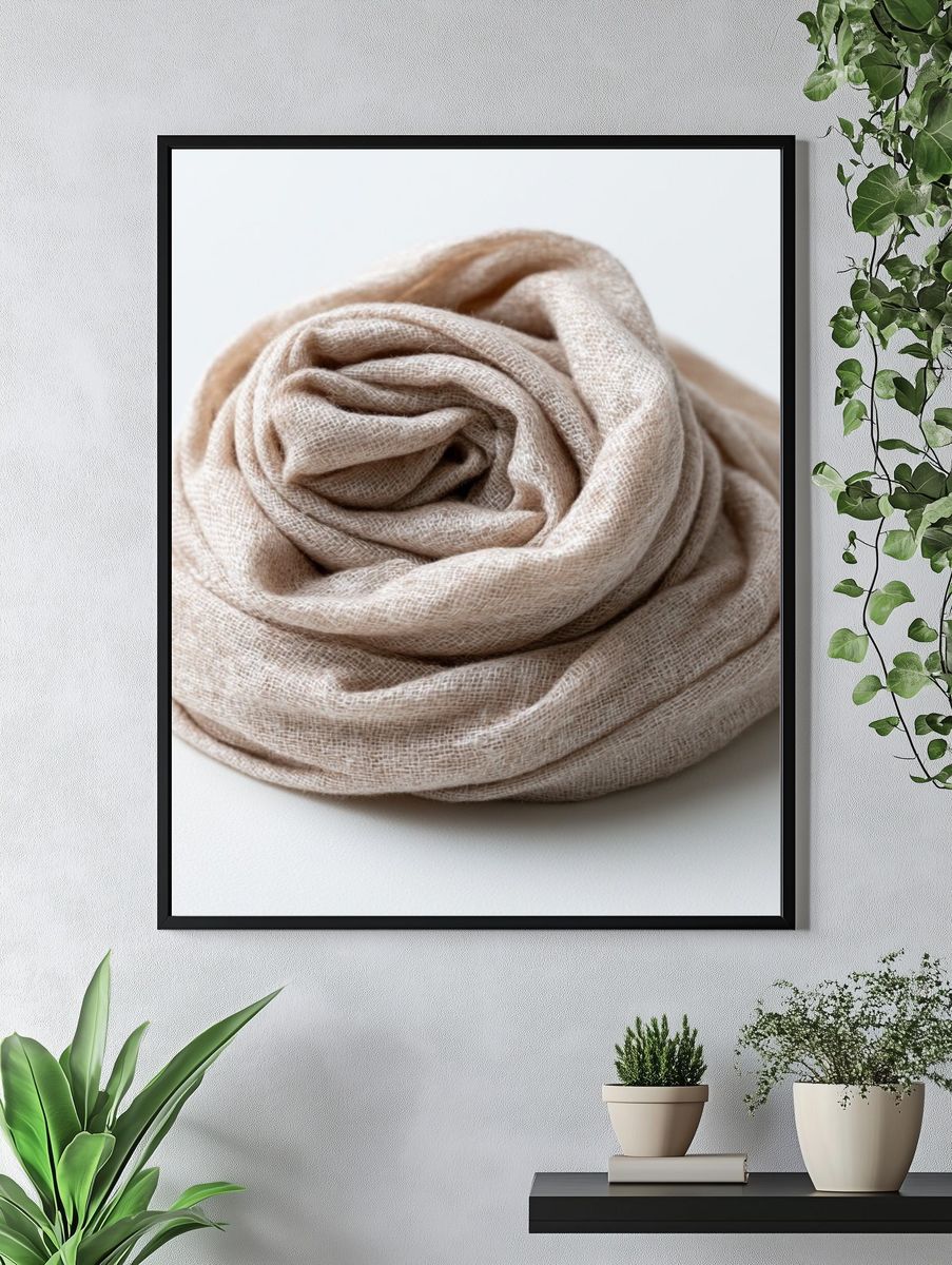 Neutral Linen Texture Poster. — room view 4