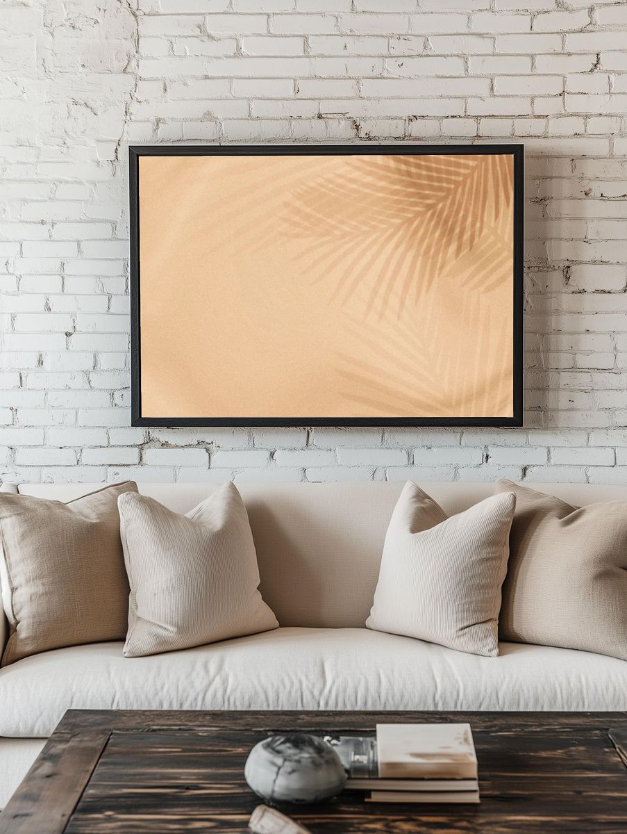 Palm leaves shadow beige background room preview