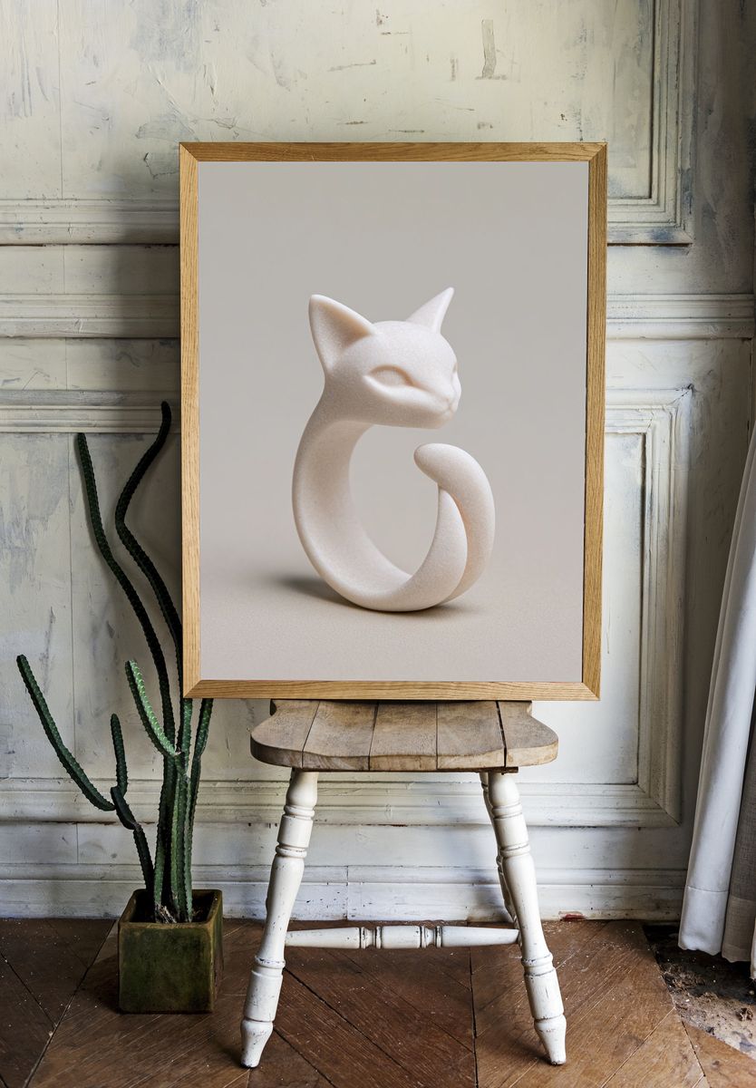Minimal Cat Sculpture Poster. room preview