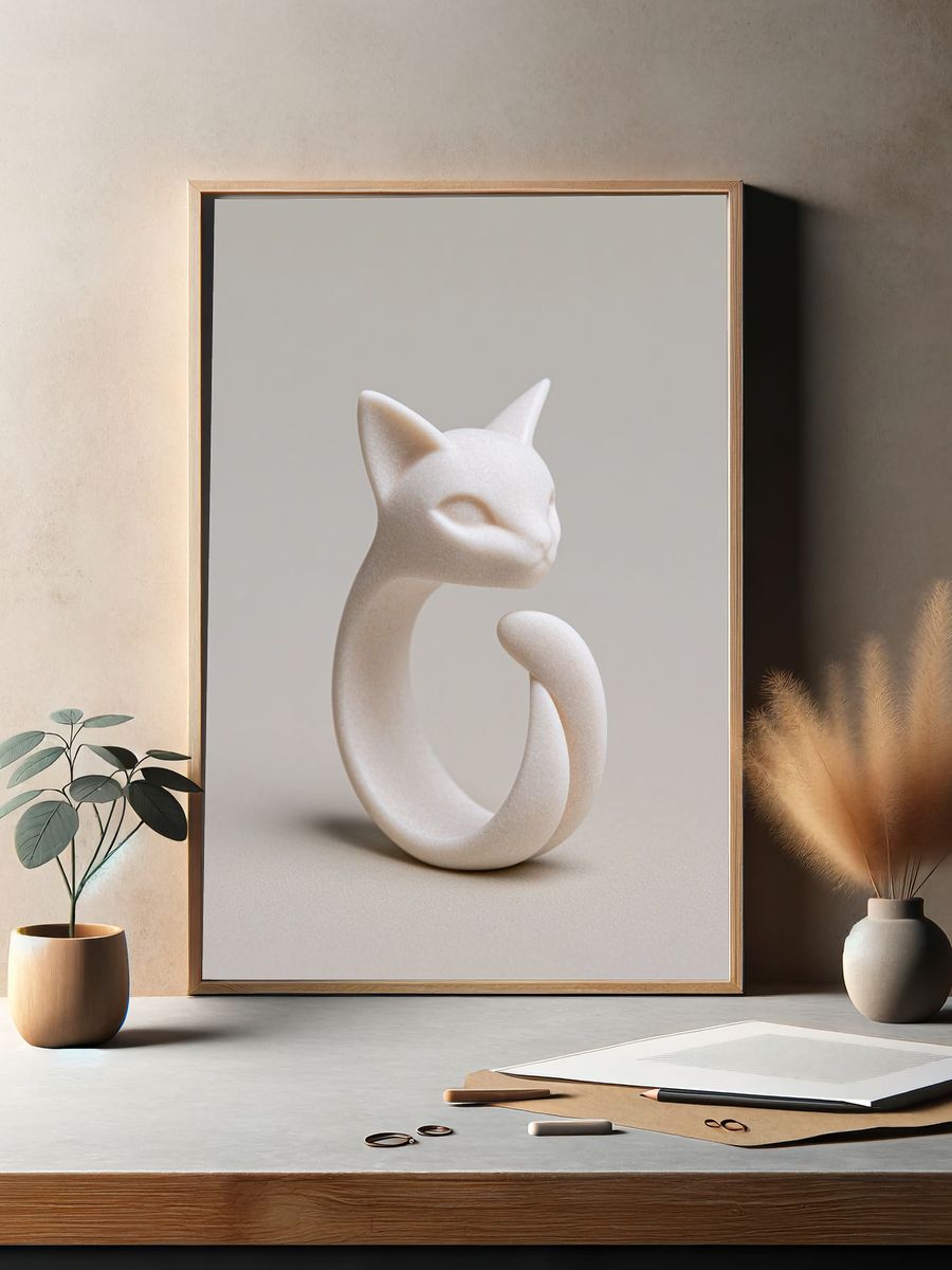 Minimal Cat Sculpture Poster. — room view 2
