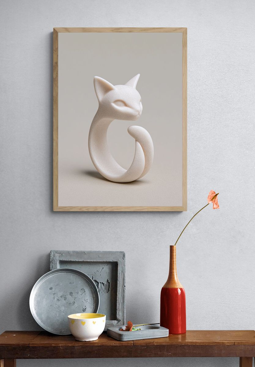 Minimal Cat Sculpture Poster. — room view 3