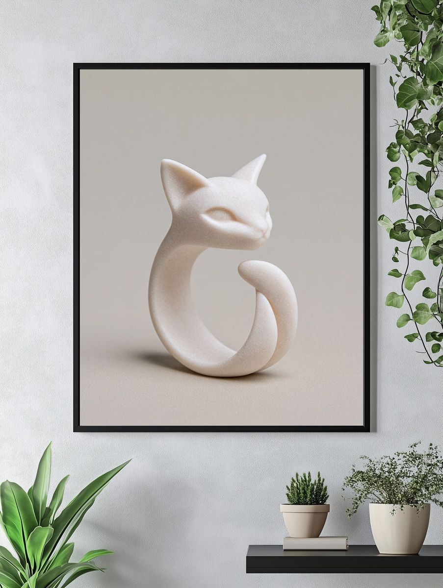 Minimal Cat Sculpture Poster. — room view 4