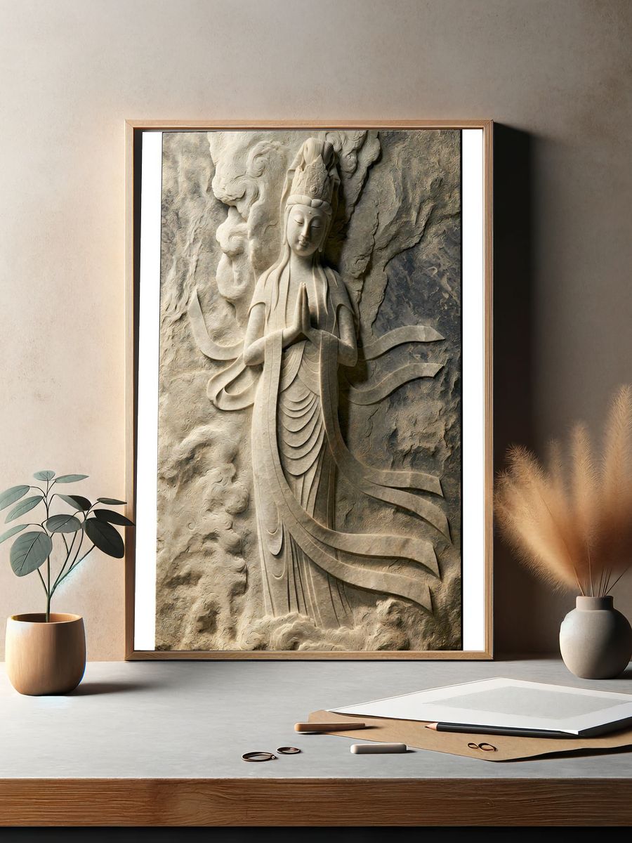 Buddhist Stone Relief Poster. — room view 2