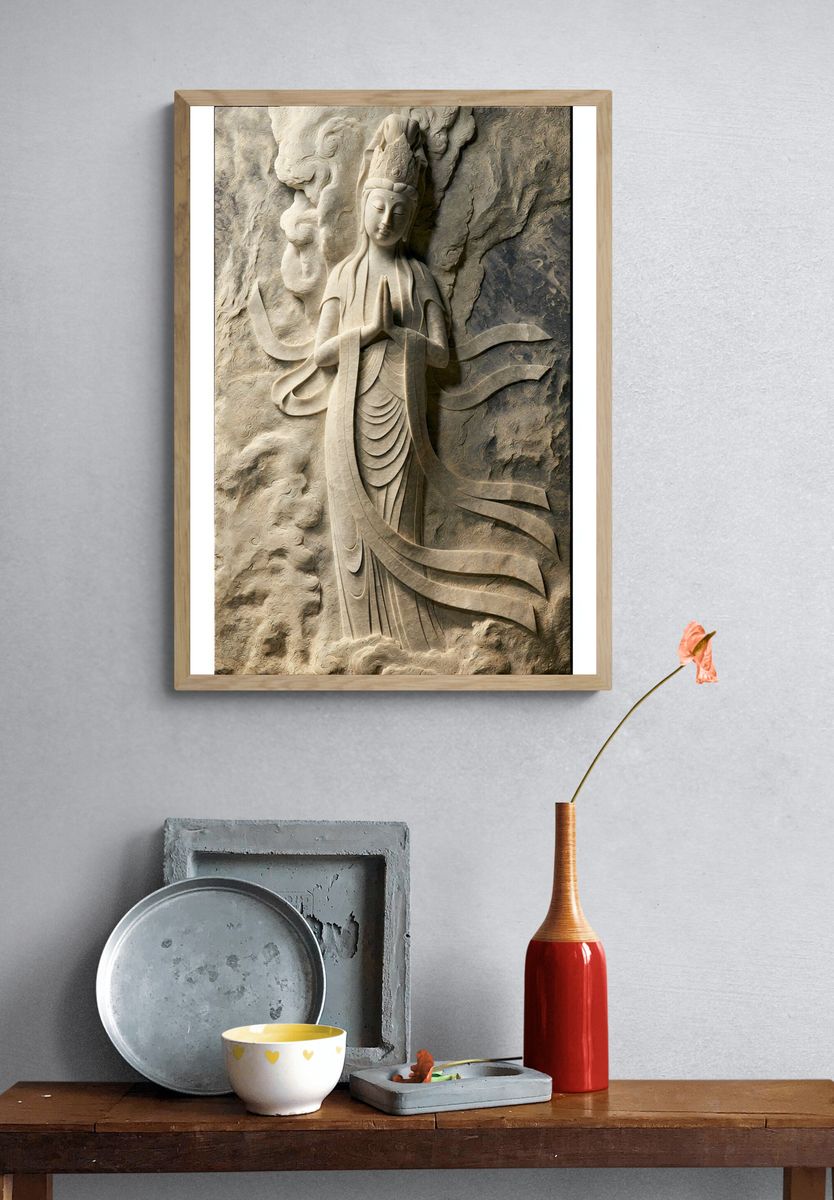 Buddhist Stone Relief Poster. — room view 3