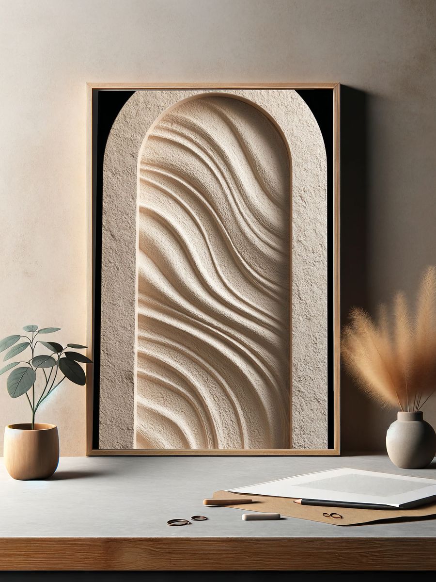 Textured Arch Relief Minimalist Print. — room view 2