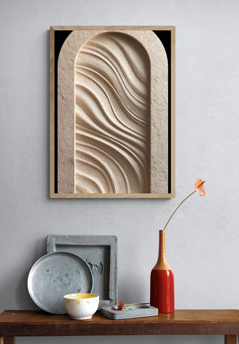Textured Arch Relief Minimalist Print. — room view 3
