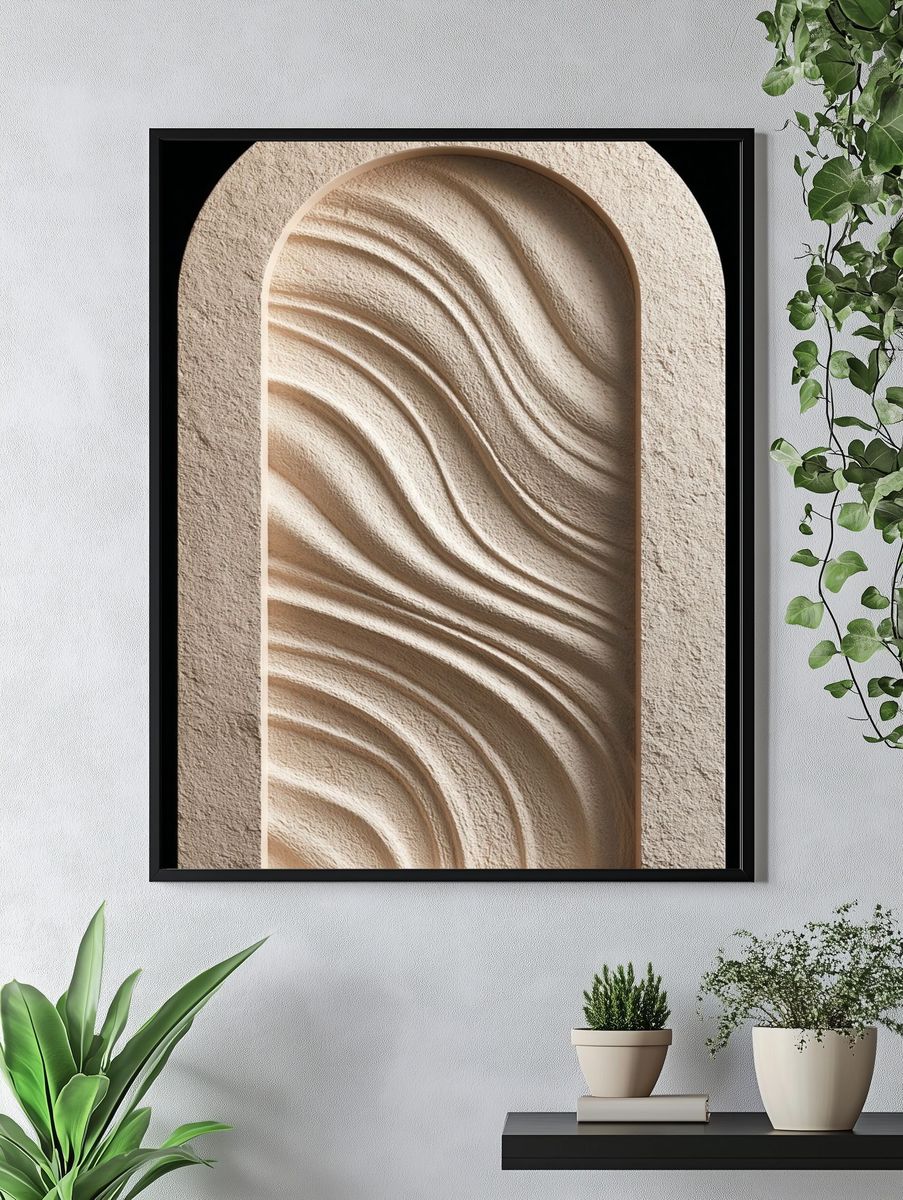Textured Arch Relief Minimalist Print. — room view 4