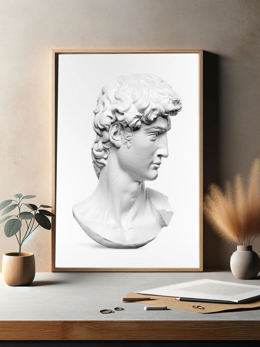 Michelangelo Buonarroti's David statue's head. — room view 2