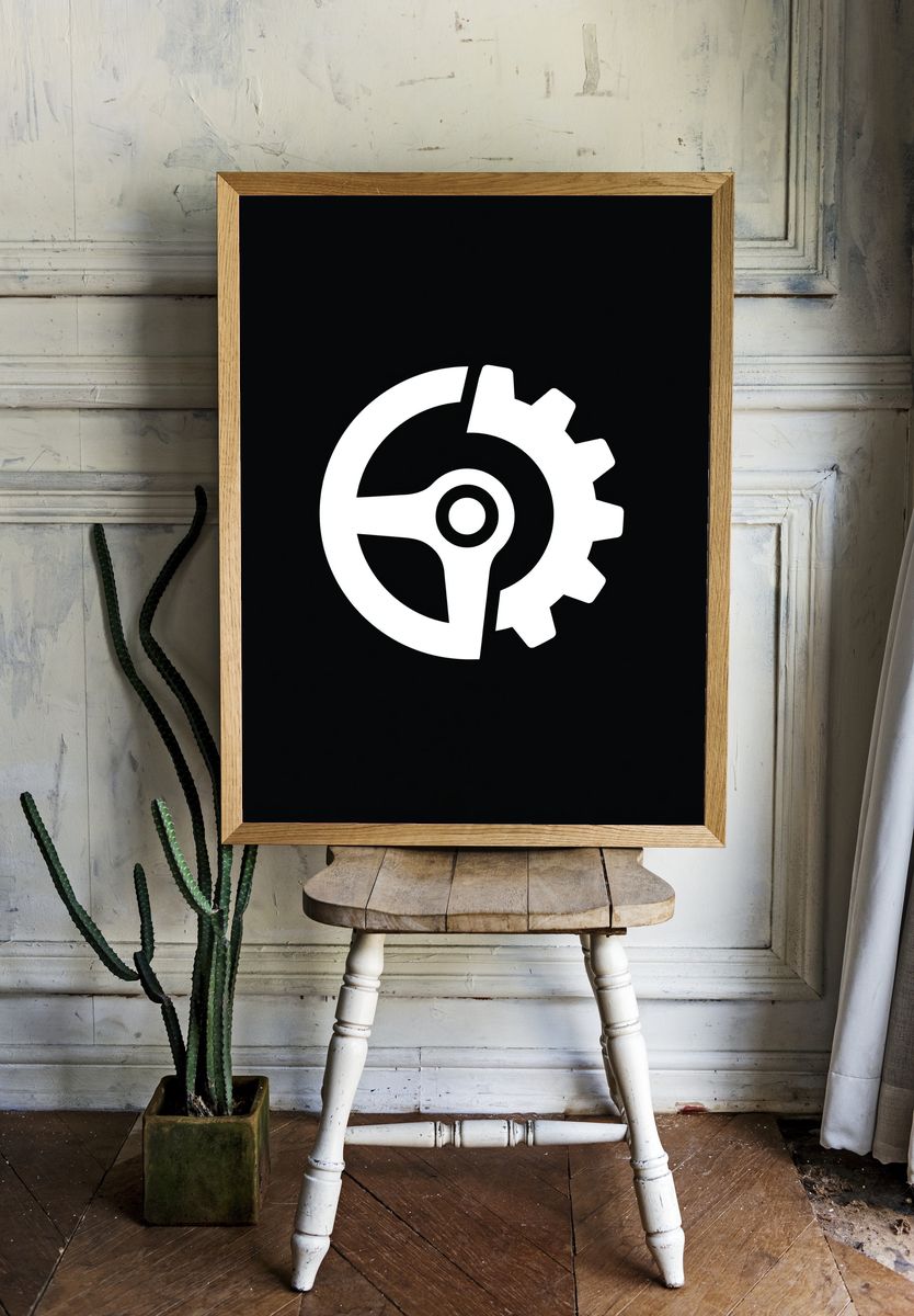 Steering Gear Minimalist Poster. room preview
