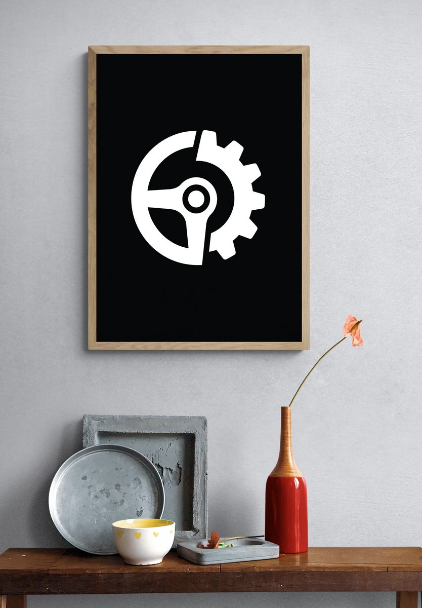 Steering Gear Minimalist Poster. — room view 3