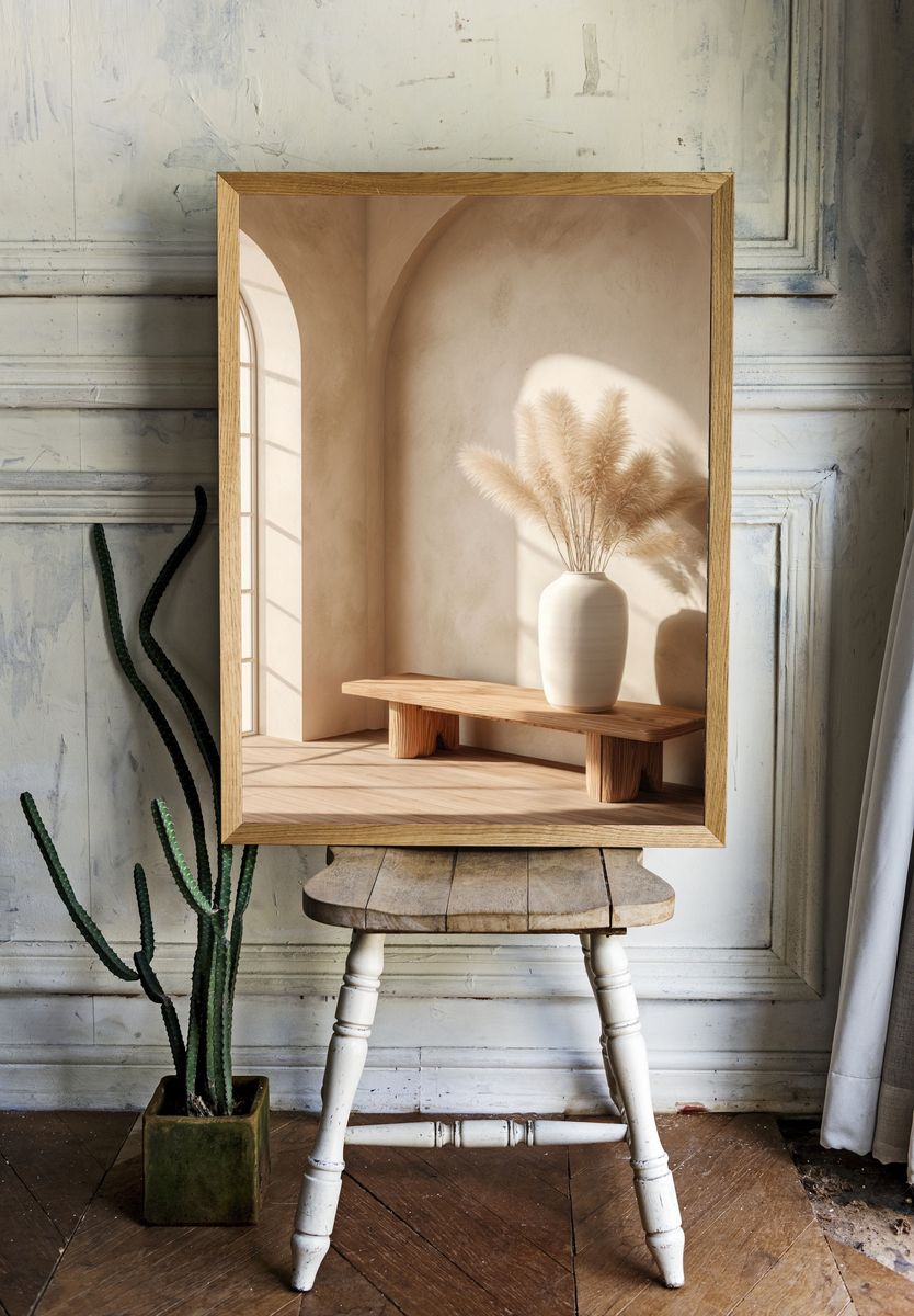 Minimalist Interior with Pampas Grass — Art Print. room preview