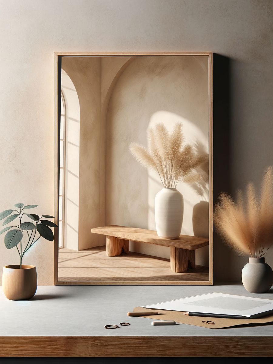 Minimalist Interior with Pampas Grass — Art Print. — room view 2
